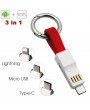 Micro Usb Lightning Cable 3 In 1 Lightning Micro Type C Portable Short Fast Charging Cord Magnetic Less