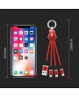 3 in 1 Nylon Braided Keychain USB Cable Micro USB Lightning  Charging Cable Key chain cable
