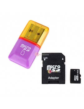 4GB 4 G Class 4  Micro SD TF Memory Card With SD Card Adapter + Mini Card Reader
