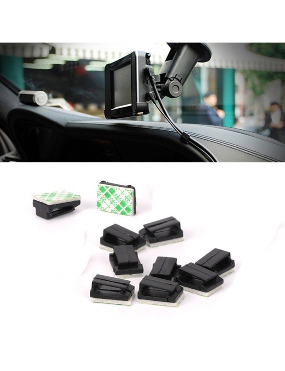 10Pcs Car Self-adhesive Wires Fixed Clips Data Cord Tie Cable Mount