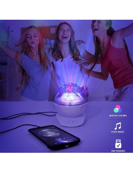 Colorful Diamond Light Projection Lamp with Speaker White