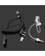 Anti-Radiation Noise Cancelling 2-Pin In-Ear Air Duct Earpiece Earphone with Microphone for Walkie Talkies Black & Transparent