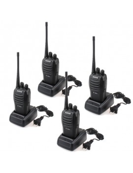 4 PCS BaoFeng BF-666S 5W 16-Channel 400-470MHz Handheld Walkie Talkie Interphone Black US Plug