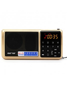 SAST N520 Digital World Full Band AM FM SW Radio MP3 Speaker Golden
