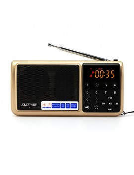 SAST N-519 FM Radio USB MP3 Player Speaker w/ Flashlight Function Golden
