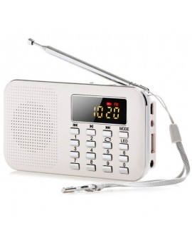 Mini LCD Digital FM Radio Speaker USB SD TF Card Mp3 Music Player White